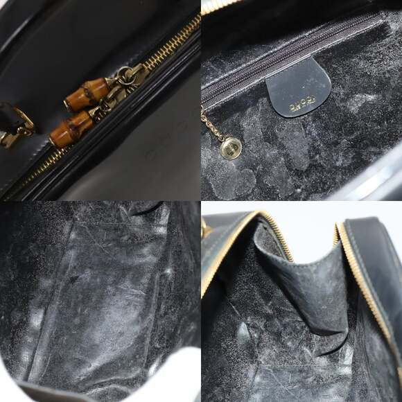GUCCI Bamboo Bag Patent Leather Gold Dark Gray 000 3270 000 3270 - Picture 11 of 12